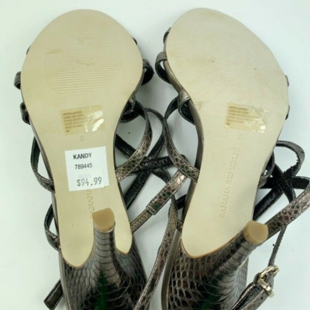 Banana Republic Kandy High Heels Brown Snake Bronze Strappy Women's 8 New - Picture 4 of 4